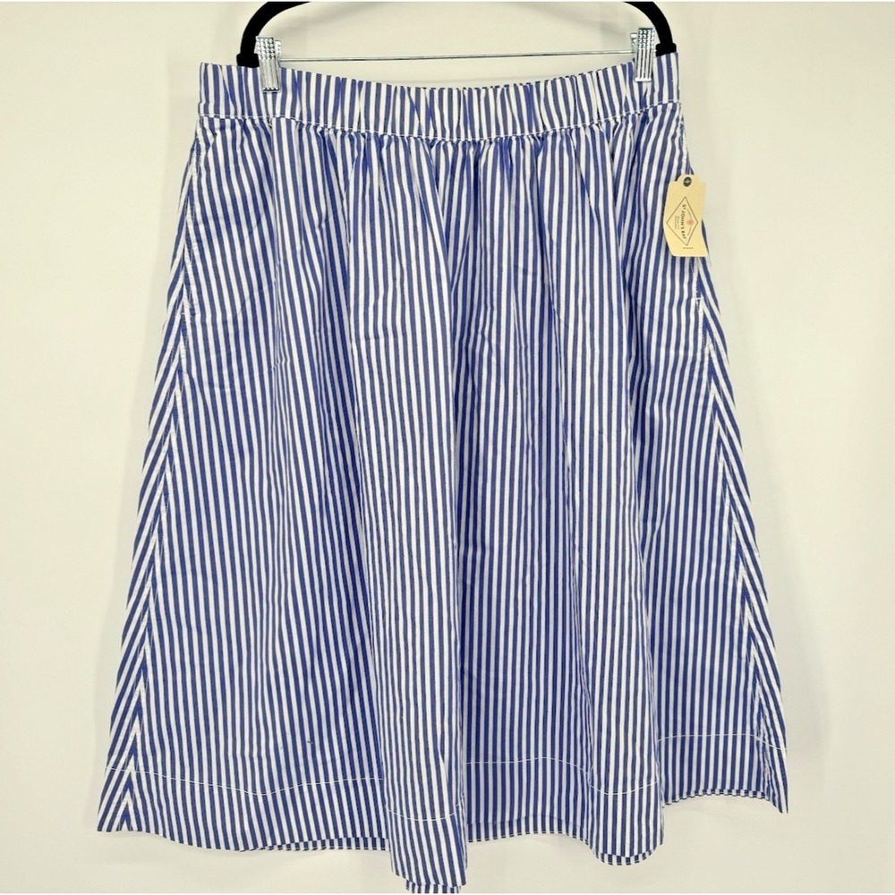St John's Bay Stripe Nautical Midi A-Line Elastic Waist Pockets plus size 2X NWT